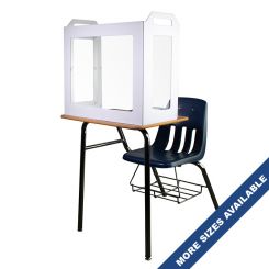 Easy Carry Clear School Shield With Handle White Folding Frame