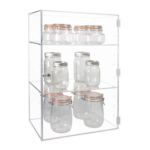 Acrylic Locking Cabinet w 5 Adjustable Shelves - 23.9 H x 15.9 W x 10.25  L