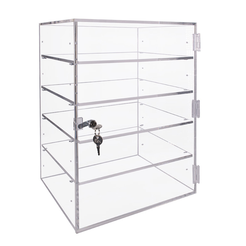 Acrylic Locking Cabinet w 4 Adjustable Shelves - 15.5H x 11.75W x 9.3L