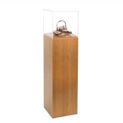 Cherry Wood Pedestal Display Case with Acrylic Cover
