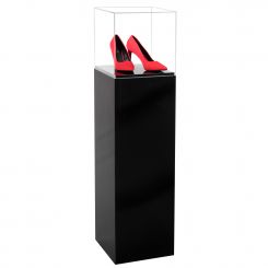 Gloss Black Laminate Pedestal Display Case with Acrylic Cover
