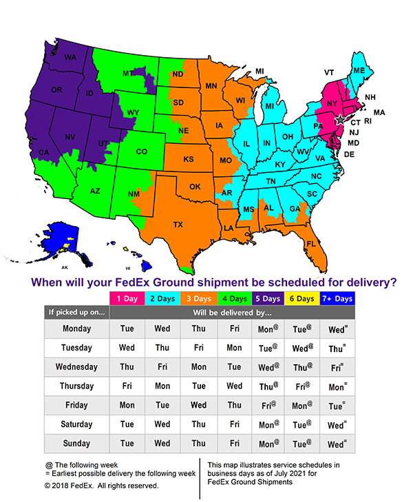 FedEx Ground Shipping Map