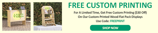 Get free printing on our wood flat pack displays