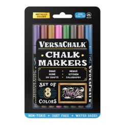 Versachalk Metallic Liquid Chalk Markers - Fine Tip 8 Pack