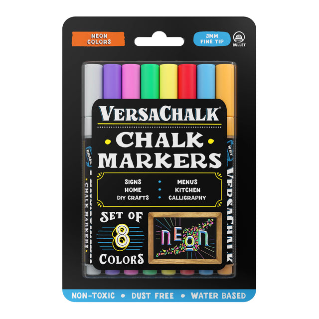 Versachalk Fine Liquid Chalk Markers 8/Pkg-Neon