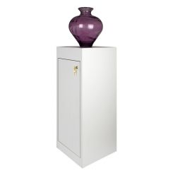 White Laminate Pedestal With Internal Storage And Locking Door, 15" W x 15" L x 36" H