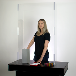 Portable Clear Acrylic U Shape Sneeze Guard with Access Hole Ships Flat 47.5