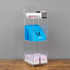Countertop Acrylic Display, 3-Tiers, Small Collapsible 7” W x 23.25” H