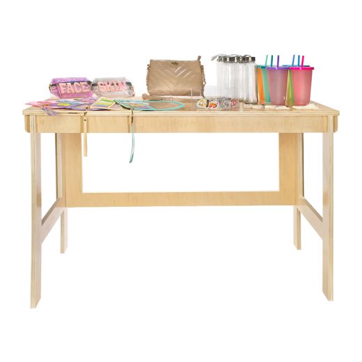 Collapsible store table wood
