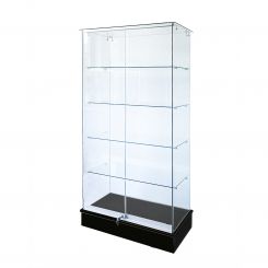 Glass Display Case with Glass Shelves, Natural - 36"L x 17.7"W x 71.9"H