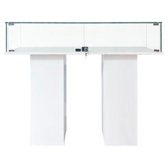 Glass Display Case – 70" Pedestal Design with Adjustable Shelves, White