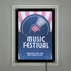 11 x 16.5 Wall-Mounted Illuminated Acrylic Sign Holder Frame in Black