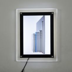 8.5 x 11 Wall Mounted Illuminated Acrylic Sign Holder Frame in Black