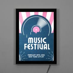 11 x 16.5 LED Wall Mounted Illuminated Magnetic Sign Holder Frame in Silver Black