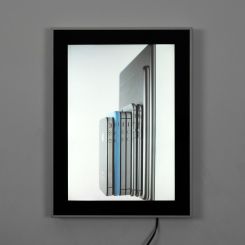 8 x 11.5 LED Wall Mounted Illuminated Magnetic Sign Holder Frame in Silver/Black