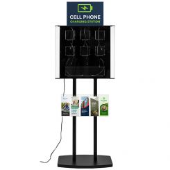 Charging Station for Floor, Side Panel Graphics, 8 Cables, 17 x 11 Sign, Black