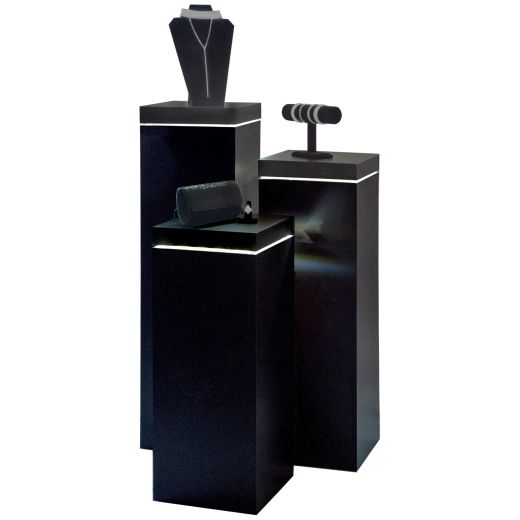 Black Laminate Top LED Accent Lighted Pedestal 