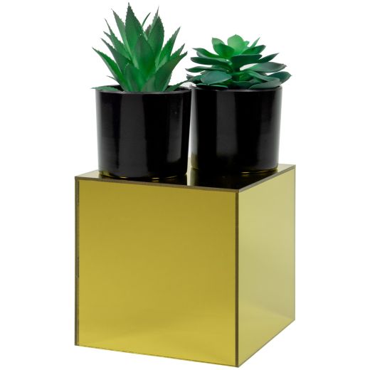 Gold Mirrored Cube Riser