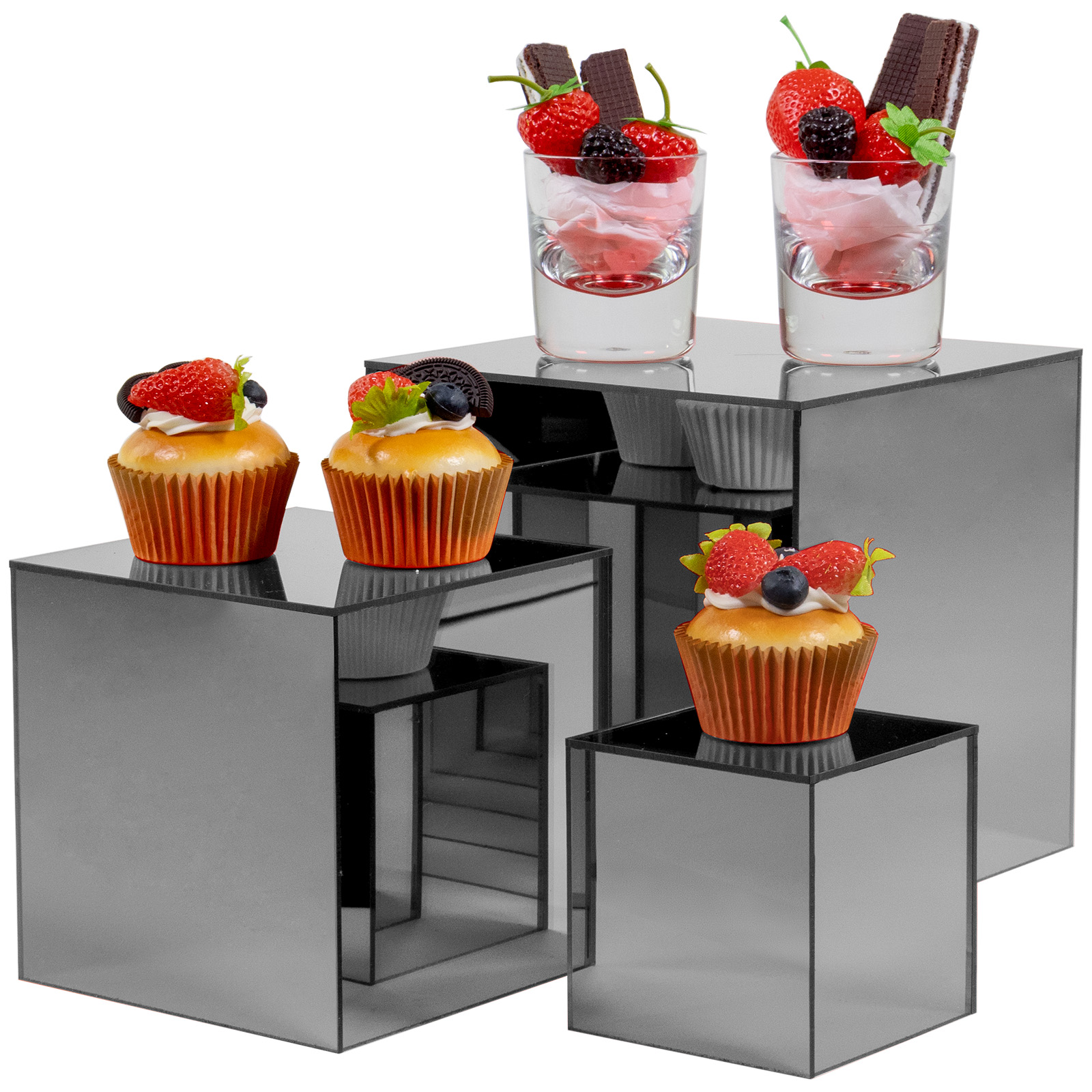 Silver Mirrored Cube Riser - Plexiglass, Lucite | shopPOPdisplays
