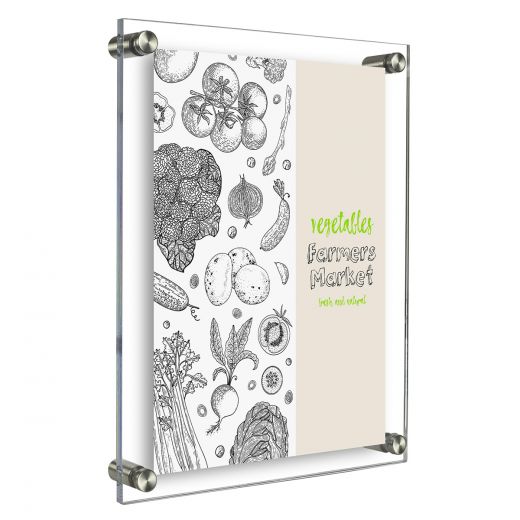 8.5" x 11" Floating Acrylic Wall Frame with Metal Standoffs