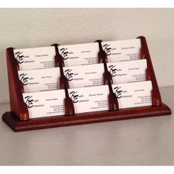 Mahogany 9 Pocket Tiered Wood Business Card Holder