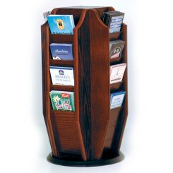 Mahogany 16 Pocket Wood Rotating Counter Top Brochure Holder