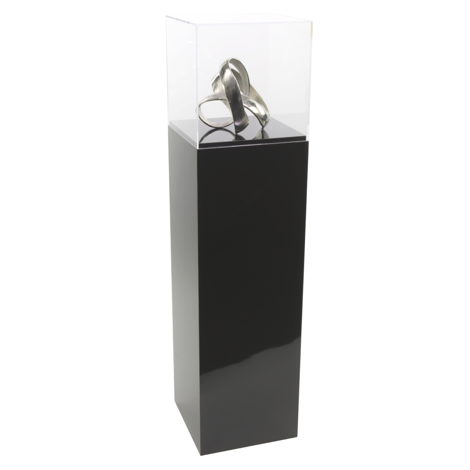 Gloss Black Laminate Pedestal Display Case with Acrylic Cover