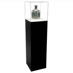 Black Laminate Lighted Pedestal Display Case with Acrylic Cover