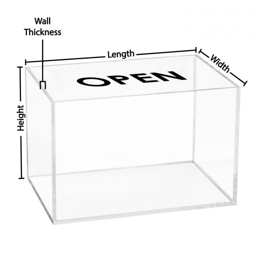 Custom flat clear acrylic box with lid, custom plexiglass box