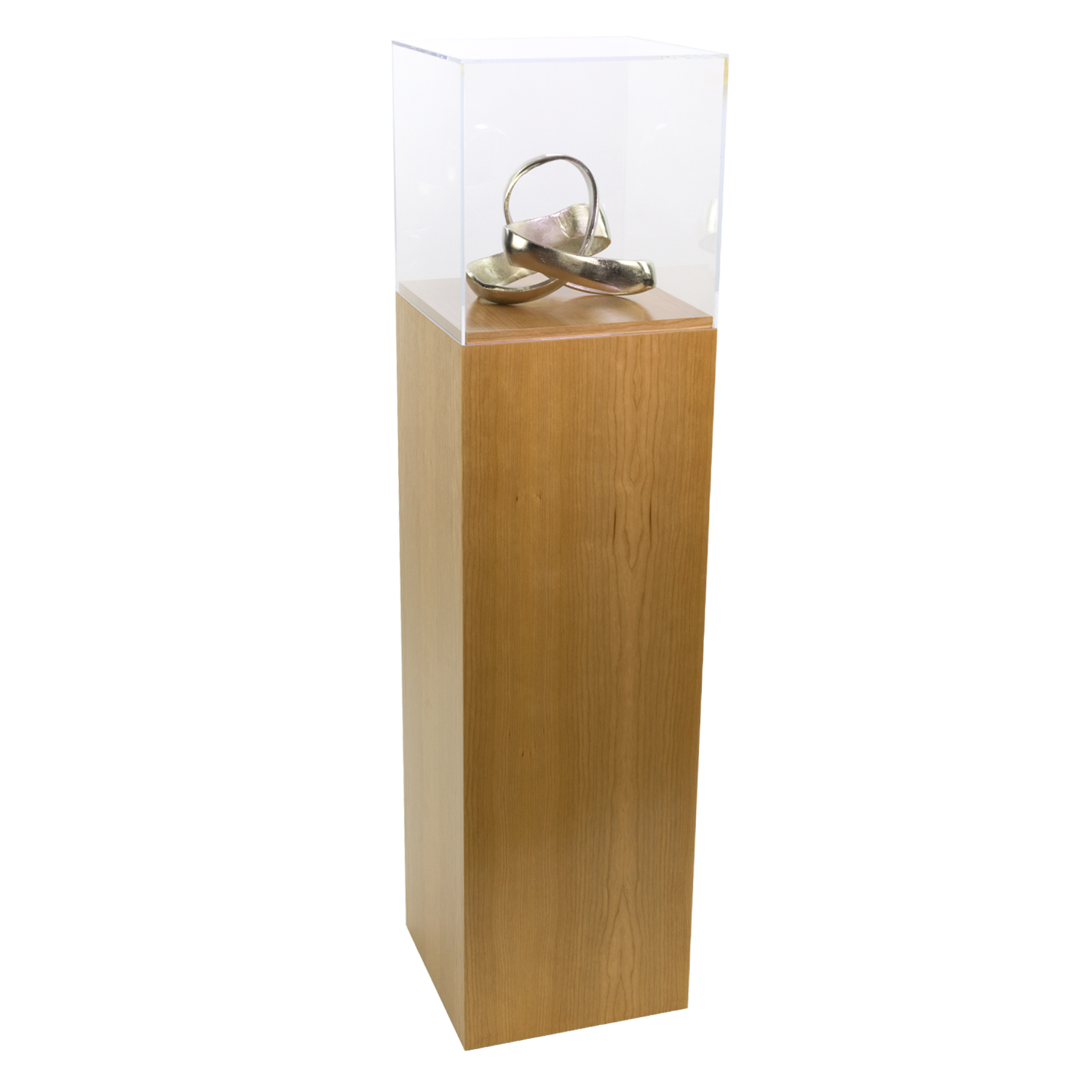 Cherry Wood Pedestal Display Case with Acrylic Cover shopPOPdisplays