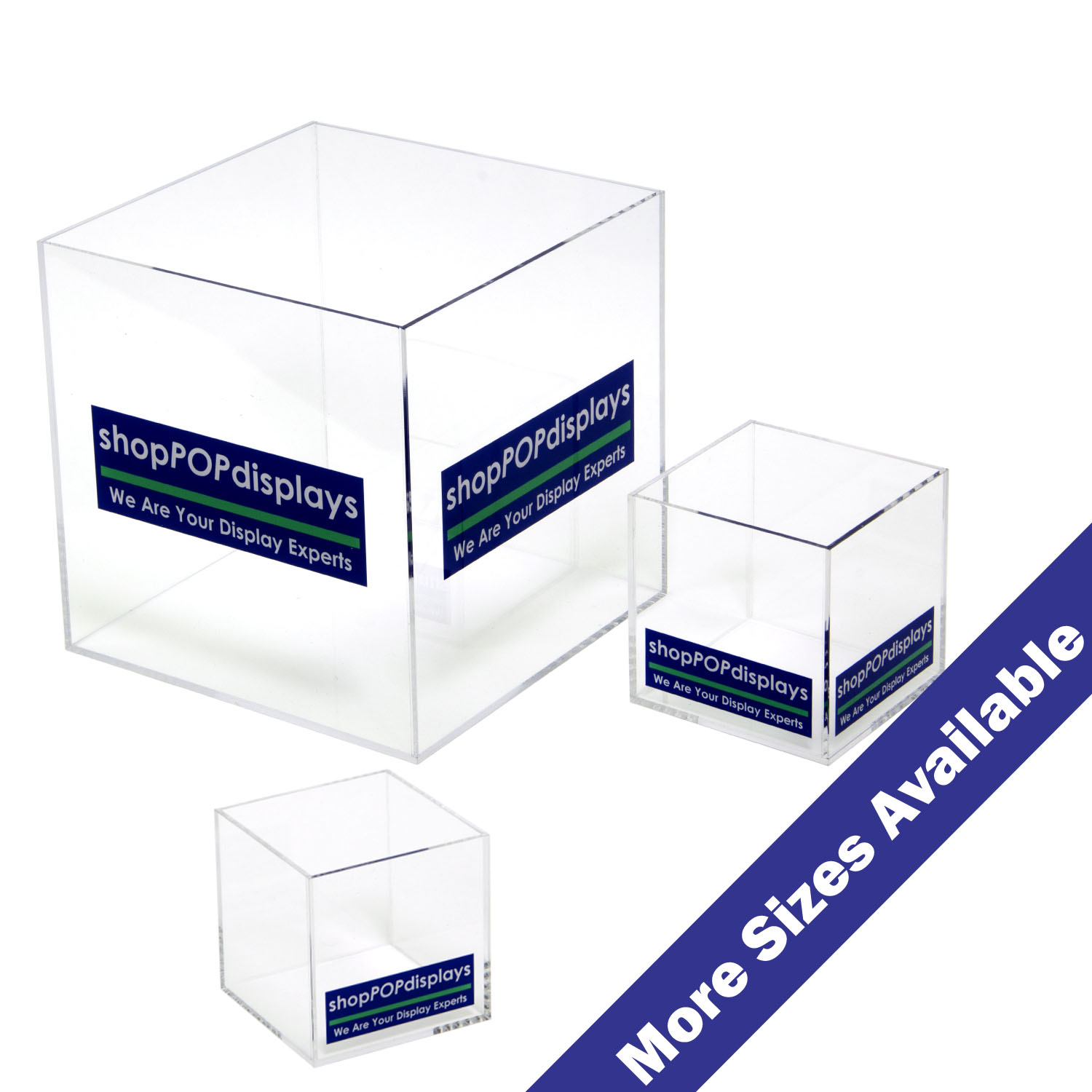 8 x 8 x 8 - 5 Sided Acrylic Box, shopPOPdisplays