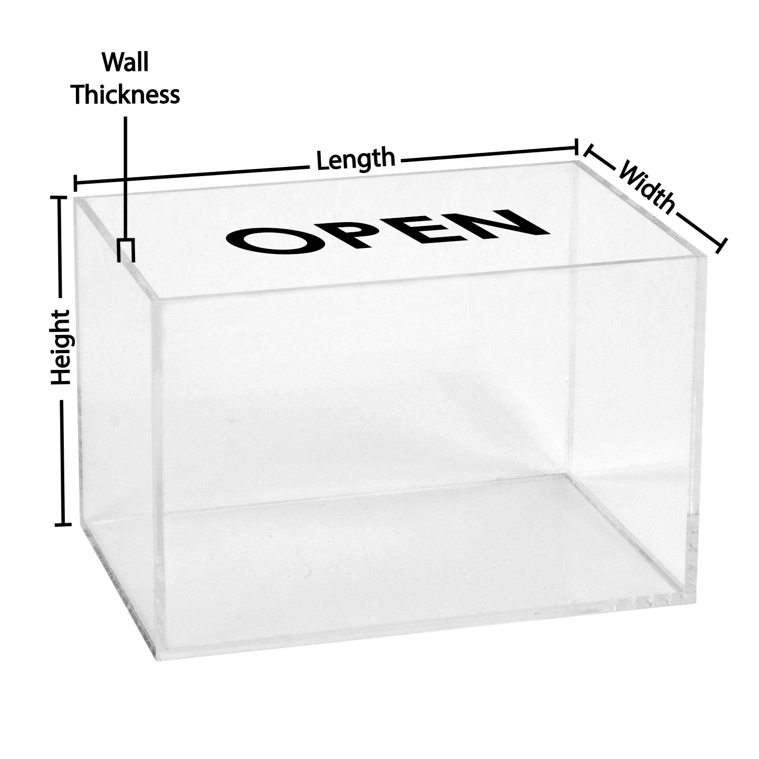5 Sided Clear Acrylic Box Custom Size Buy Acrylic Displays Shop