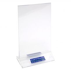 Custom Printed 4x9 Top Loading Acrylic Sign Holder Triangle Base