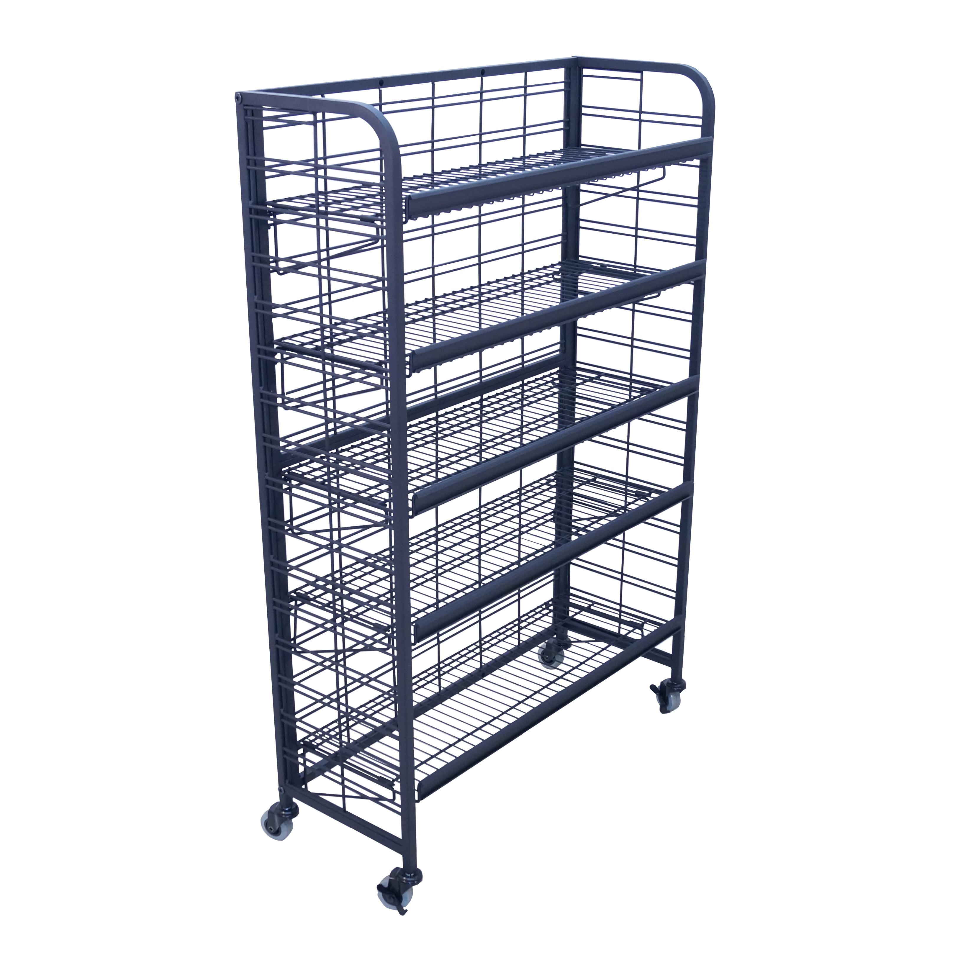 Five Shelf Rolling Wire Display shopPOPdisplays