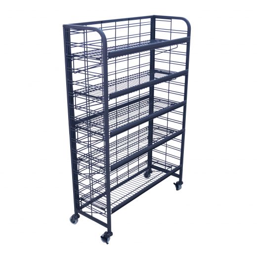 Five Shelf Rolling Wire Display