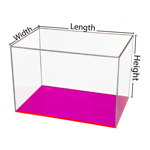 Custom Size Acrylic Display Box with Fluorescent Red Base