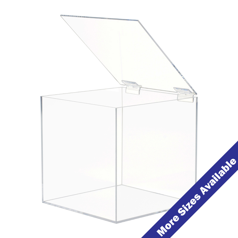 Clear Acrylic Box with Hinged Lid, Custom Sizes