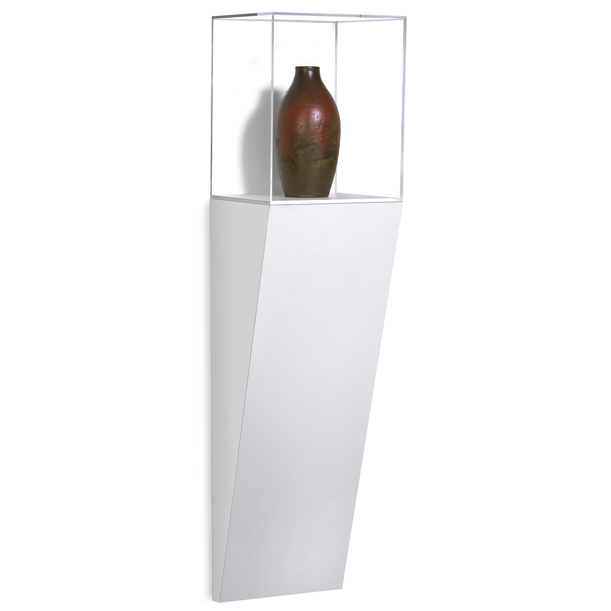 White Laminate Wall Wedge Pedestal Display Case shopPOPdisplays