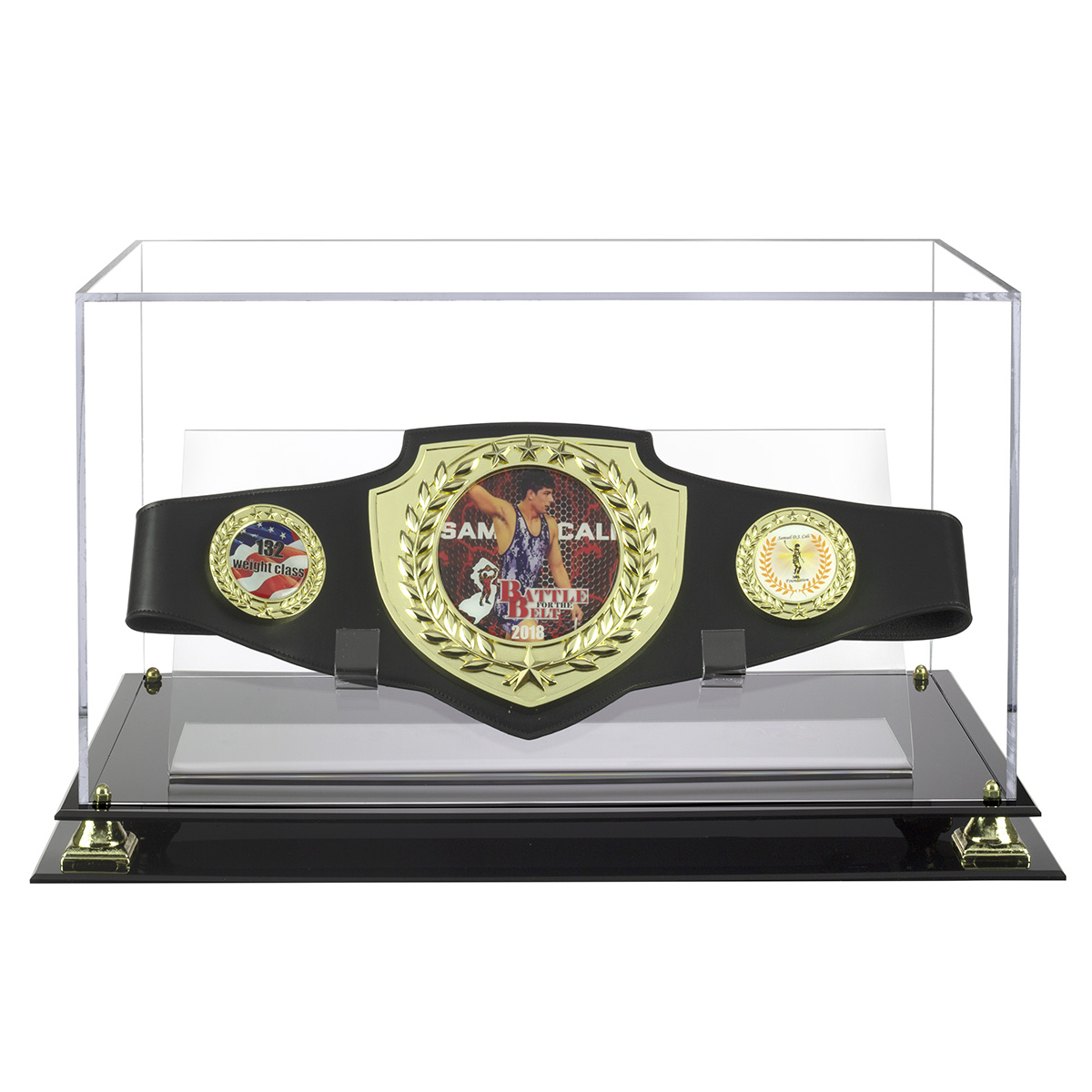 Sports Memorabilia Lot of 2 Lucite Championship Wrestling Belt Display