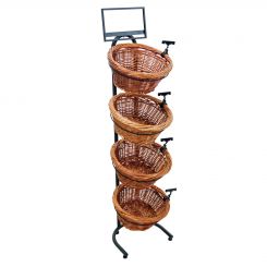 4 Tier Round Willow Basket Display Rack