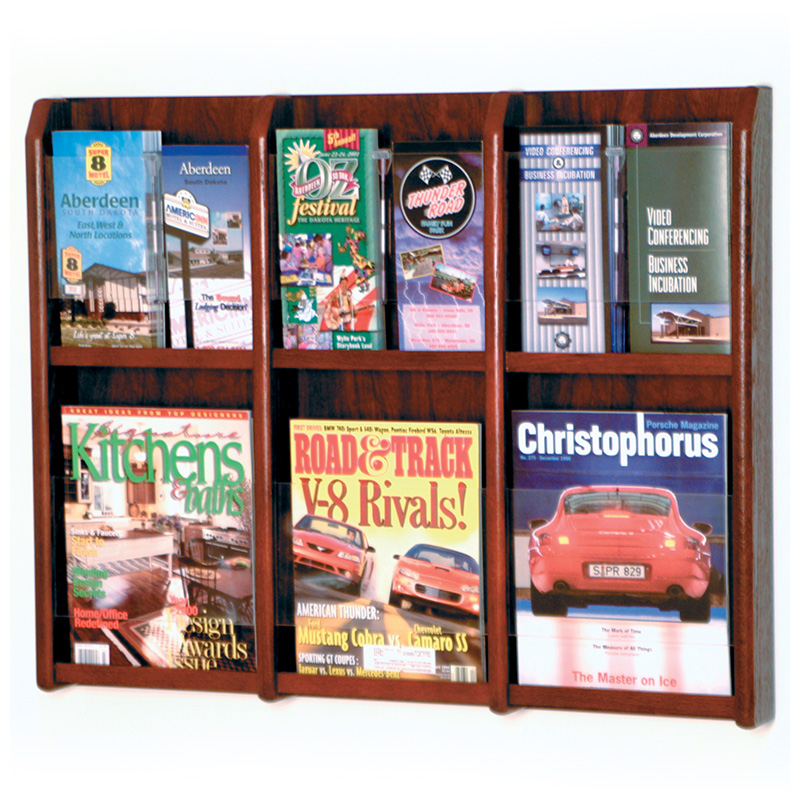 Wooden Mallet 14 Pocket Free Standing Magazine Rack; Medium Oak