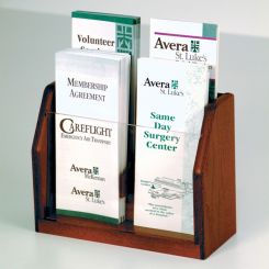 Mahogany 4 Pocket Wood Brochure Holder with Acrylic Front