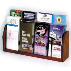 Mahogany 8 Pocket Wood Brochure Holder with Acrylic Holder