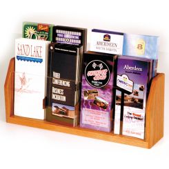 Medium Oak 8 Pocket Wood Brochure Holder with Acrylic Holder