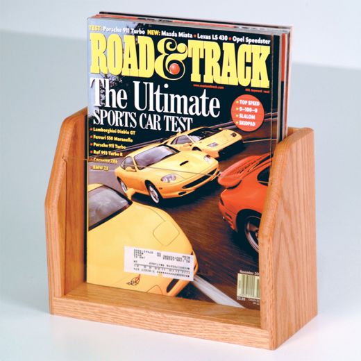 Light Oak Single Pocket Wood Magazine Holder with Acrylic