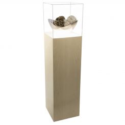 Maple Wood Lighted Pedestal Display Case with Acrylic Cover