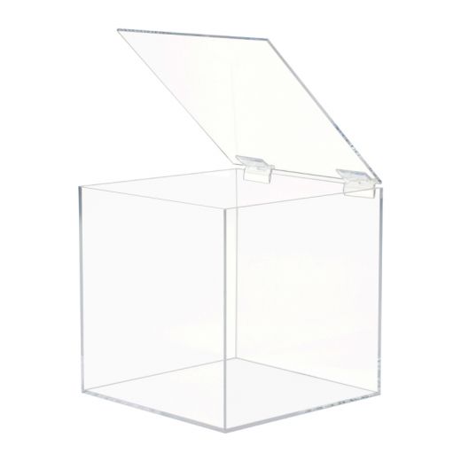 Clear Plexiglass Box with Hinged Lid - 10 x 10 x 10