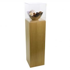 Oak Wood Pedestal Display Case with Acrylic Cover