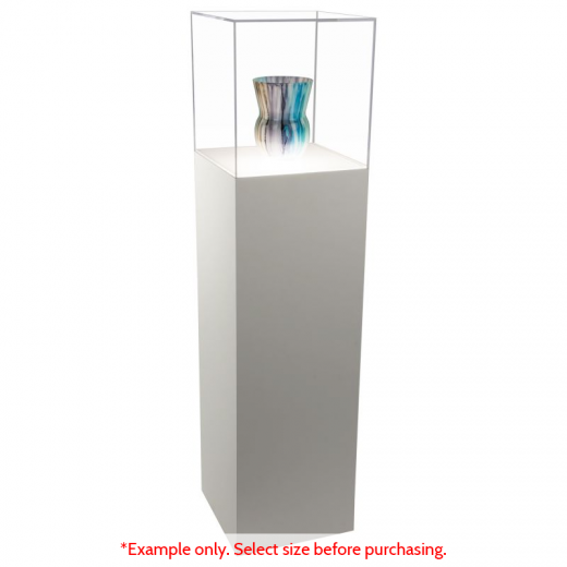 White Laminate Lighted Pedestal Display Acrylic Cover shopPOPdisplays