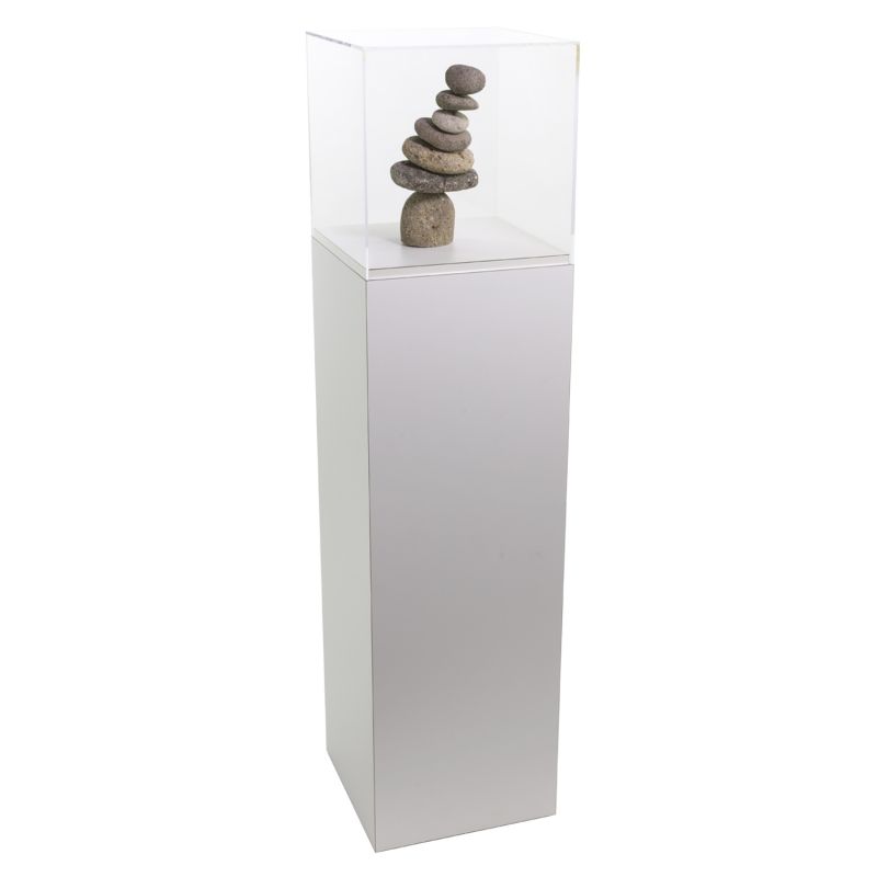 white display pedestal with clear acrylic display case